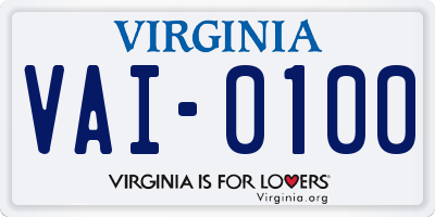 VA license plate VAI0100