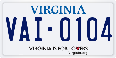 VA license plate VAI0104