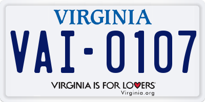 VA license plate VAI0107