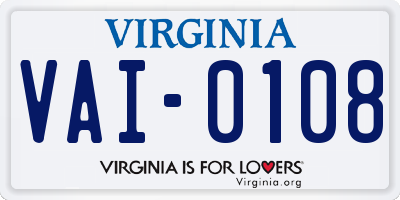 VA license plate VAI0108