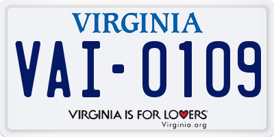 VA license plate VAI0109