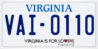 VA license plate VAI0110