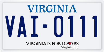 VA license plate VAI0111