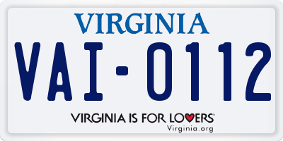 VA license plate VAI0112