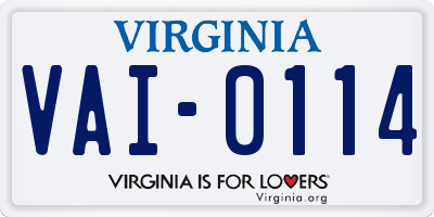 VA license plate VAI0114