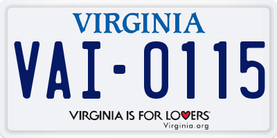 VA license plate VAI0115