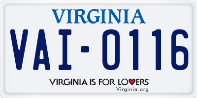 VA license plate VAI0116