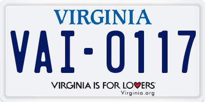 VA license plate VAI0117