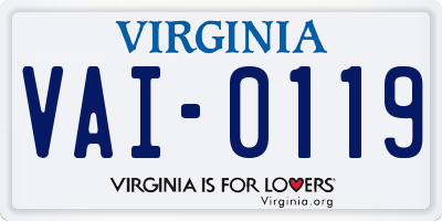VA license plate VAI0119