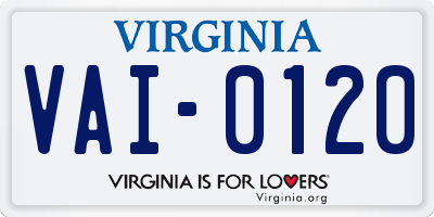 VA license plate VAI0120