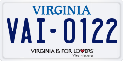 VA license plate VAI0122