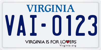 VA license plate VAI0123