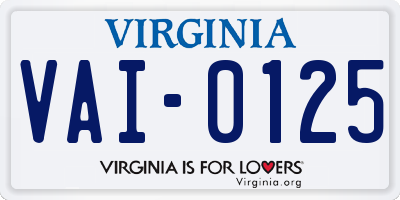VA license plate VAI0125