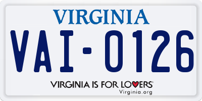 VA license plate VAI0126