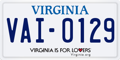VA license plate VAI0129