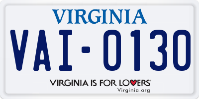 VA license plate VAI0130