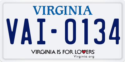 VA license plate VAI0134
