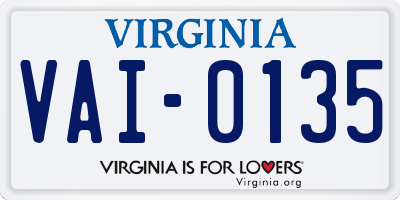 VA license plate VAI0135