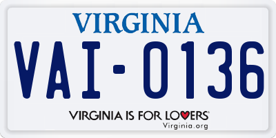 VA license plate VAI0136