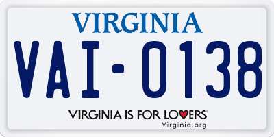 VA license plate VAI0138