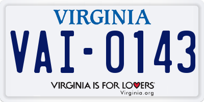VA license plate VAI0143