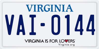 VA license plate VAI0144