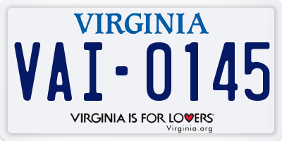 VA license plate VAI0145