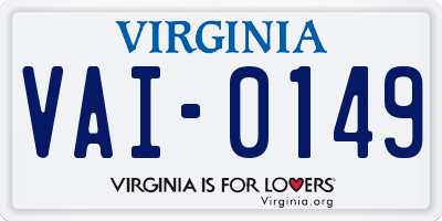 VA license plate VAI0149