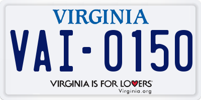 VA license plate VAI0150