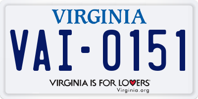VA license plate VAI0151
