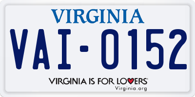 VA license plate VAI0152