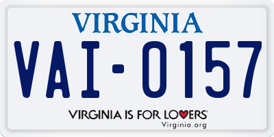 VA license plate VAI0157