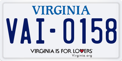 VA license plate VAI0158
