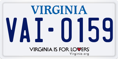 VA license plate VAI0159