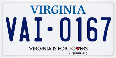 VA license plate VAI0167