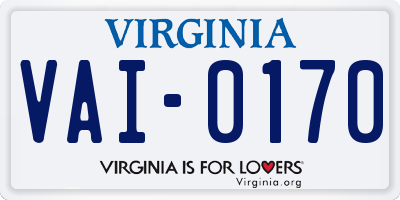 VA license plate VAI0170