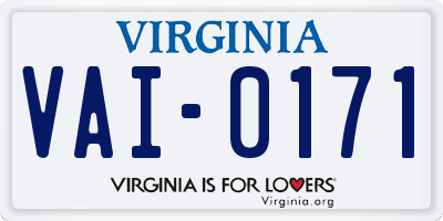 VA license plate VAI0171