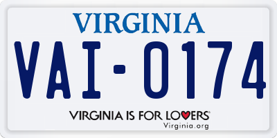 VA license plate VAI0174
