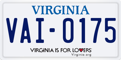 VA license plate VAI0175