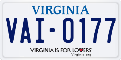 VA license plate VAI0177