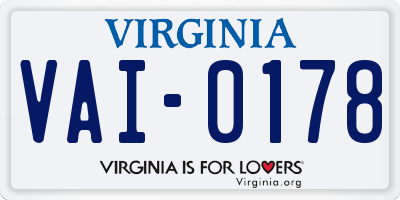 VA license plate VAI0178