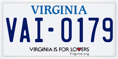 VA license plate VAI0179