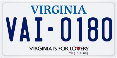 VA license plate VAI0180
