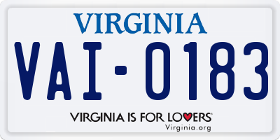 VA license plate VAI0183