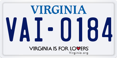 VA license plate VAI0184