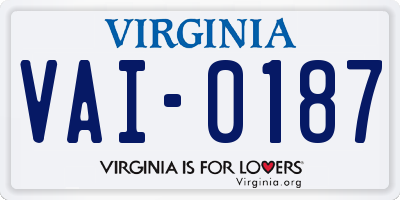 VA license plate VAI0187