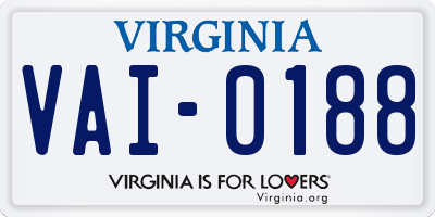 VA license plate VAI0188