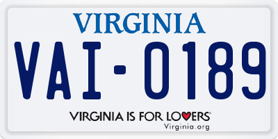VA license plate VAI0189
