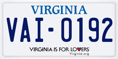 VA license plate VAI0192