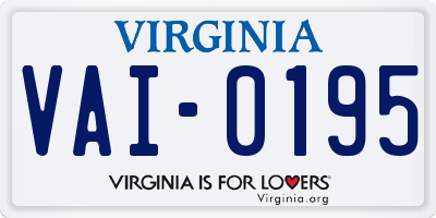 VA license plate VAI0195